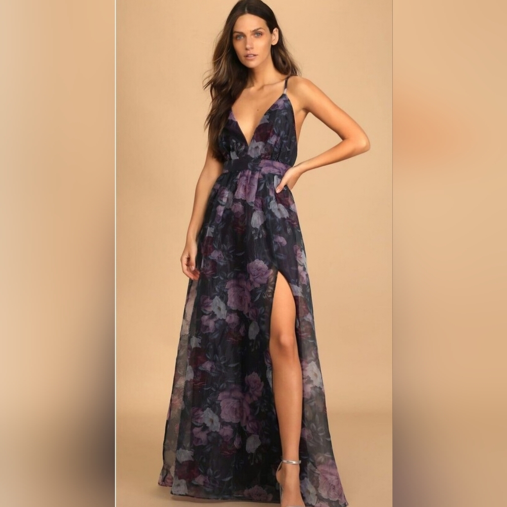 Lulu's Dark Floral Maxi Dress